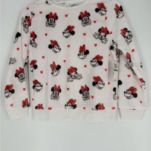 Disney Minnie Mouse Kids Fleece Top - White and Red NWT